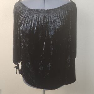 Jessica Simpson Black Crushed Velvet Convertible Blouse 2X (5927)